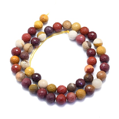 Natural Mookaite Beads Strands, Round, Faceted(128 Facets)