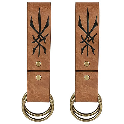 2Pcs Rectangle PU Leather Medieval Belt Pendant. with Alloy Ring, Viking Renaissance Skirt Accessories