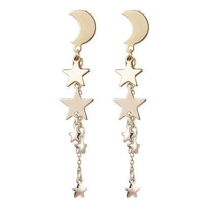 Серьги-гвоздики «луна и звезда» 304 из нержавеющей стали, латунные серьги с кисточками для женщин