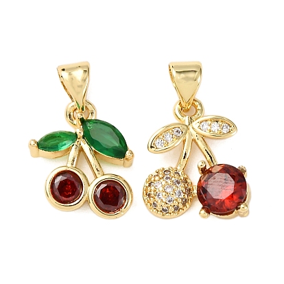 Латунные микро проложить кубического циркония прелести, стойки покрытие, долговечный, без свинца и без кадмия, вишневое очарование, реальный 18 k позолоченный