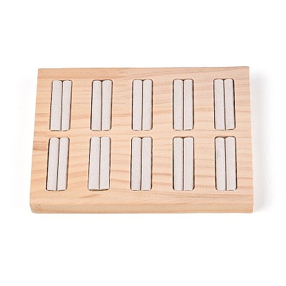 10-слотовые прямоугольные бамбуковые подставки для колец, держатель органайзера для кольца на палец, с искусственной кожей внутри