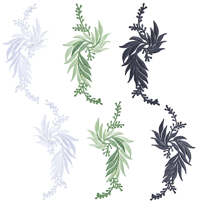 6 шт. 6 стили лист компьютерная вышивка ткань приклеиваемые/пришивные заплатки, аксессуары для костюма, аппликация