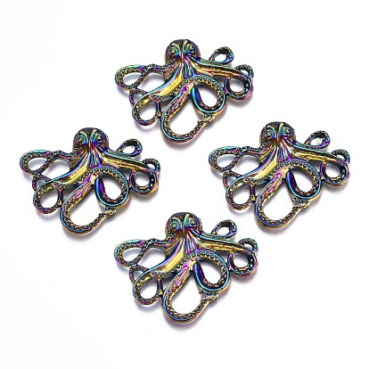 Rainbow Color Alloy Pendants, Cadmium Free & Nickel Free & Lead Free, Octopus