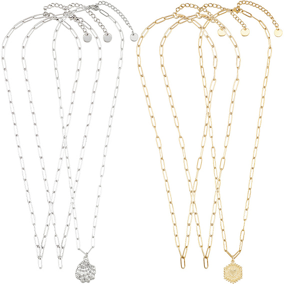 6 шт. 2 цвета 304 ожерелья из нержавеющей стали со скрепками