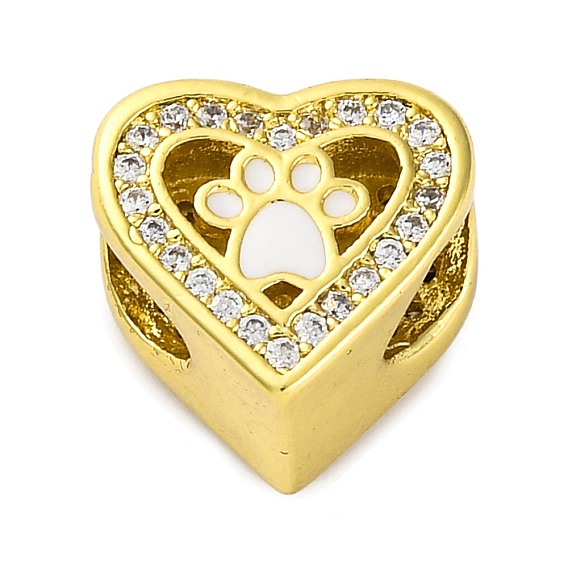 Стойка покрытие латунь микропаве кубические циркониевые бусины с эмалью, долговечный, без кадмия и без свинца, сердце с лапой