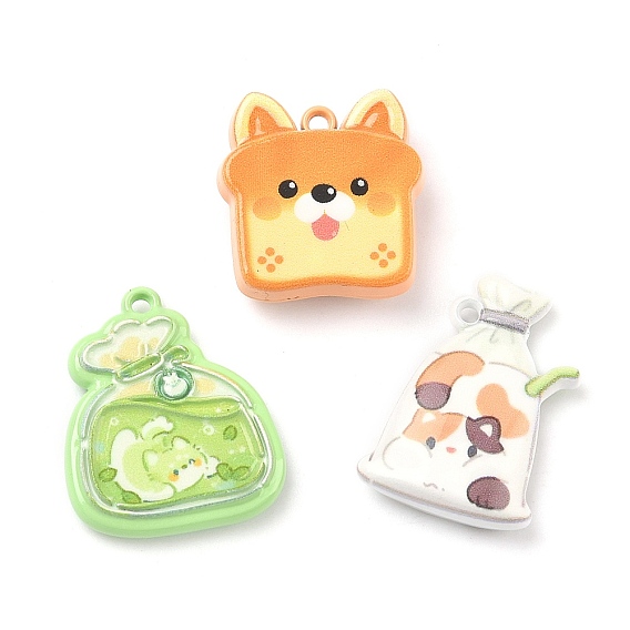 Подвески из сплава краски для выпечки, Кот с напитком/собака с хлебными украшениями