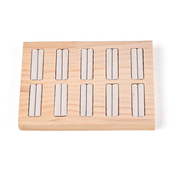10-слотовые прямоугольные бамбуковые подставки для колец, держатель органайзера для кольца на палец, с искусственной кожей внутри