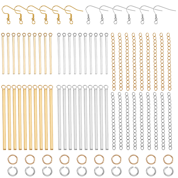Вертикальная полоса серьги-капли набор для самостоятельного изготовления, включает 304 подвески из нержавеющей стали, концевые цепочки, кольца для прыжков и крючки для серег