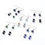 Gemstone Dangle Earrings, with 201 Stainless Steel Beads and Brass Earring Hooks, Platinum