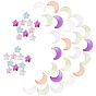 100Pcs 10 Style Glass Beads, with Glitter Powder, Top Drilled, Moon & Star