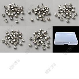 300Pcs 5 Style Sew on Rhinestone, Clear Faceted Glass Rhinestone, with Alloy Prong Settings, Garments Accessories
