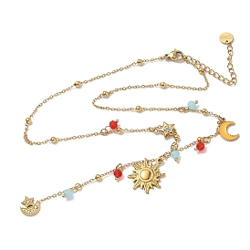 304 подвеска в виде солнца, луны и звезд из нержавеющей стали с кристаллами и стразами для женщин, красные