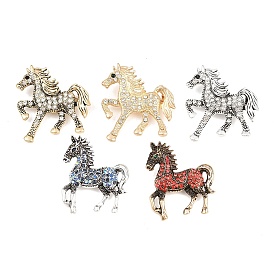 Броши-булавки из сплава со стразами, лошадь