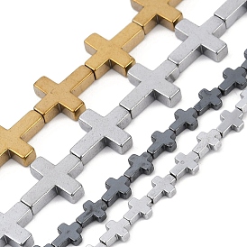 Electroplated Synthetic Non-magnetic Hematite Beads Strands, Nickel Free & Lead Free, Cross