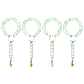 4шт. брелок на запястье акриловый панцирный брелок-браслет, с кисточкой из искусственной замши, для женщин и девушек