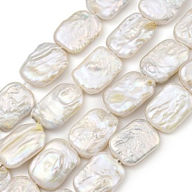 Natural Keshi Pearl Beads Strands, Baroque Pearls, Rectangle