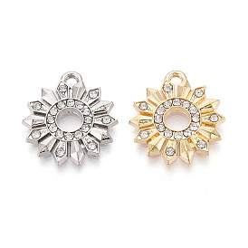 Подвески из сплава и страза, цветок, без свинца и без кадмия