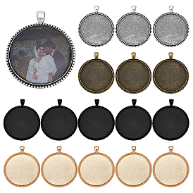 20 шт 4 цвета сплава подвеска кабошон настройки, плоско-круглые