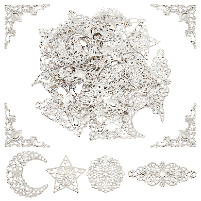 5 стиль железные филигранные соединительные элементы, полый, звезда/полумесяц/плоская круглая