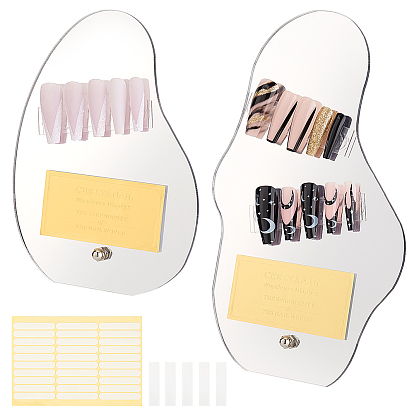 2 Sets 2 Style Acrylic Mirror Nail Art Display Board, for False Nail Tips Sample Display