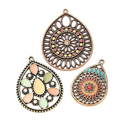 Подвески из эмали и сплава, со стразами, подвески в виде капель