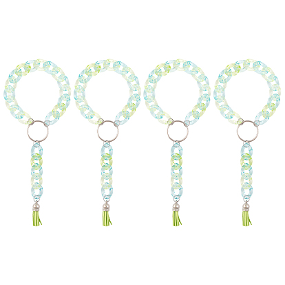 4шт. брелок на запястье акриловый панцирный брелок-браслет, с кисточкой из искусственной замши, для женщин и девушек