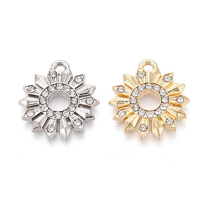 Подвески из сплава и страза, цветок, без свинца и без кадмия