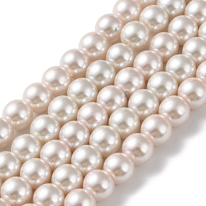 (Defective Closeout Sale: Fading) Baking Paint Pearlized Glass Pearl Round Bead Strands
