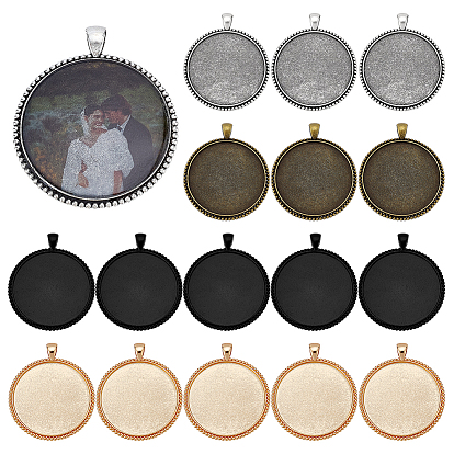 20 шт 4 цвета сплава подвеска кабошон настройки, плоско-круглые