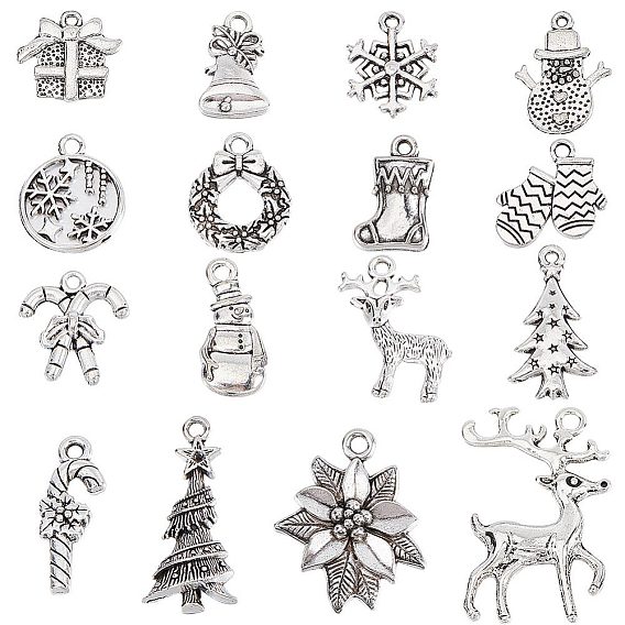 96 шт 16 подвески из сплава в тибетском стиле, без свинца и без кадмия, на Рождество, разнообразные