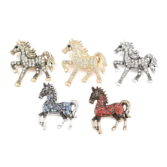 Броши-булавки из сплава со стразами, лошадь