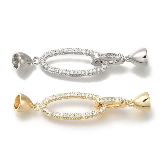 Латунное микропейв, прозрачный кубический цирконий, складные застежки, без кадмия, без никеля и без свинца, овальные