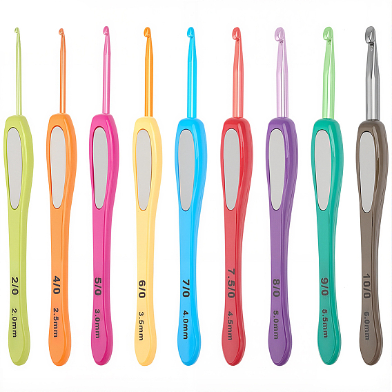 9Набор алюминиевых крючков разных размеров, с абс пластиковой ручкой, для плетения крючком швейных инструментов