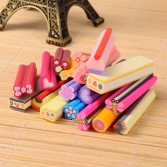 Полимерная глина украшения искусства ногтя, Модные уходу за ногтями, трубы без отверстий , разнообразные, разноцветные, 50x8~12 мм