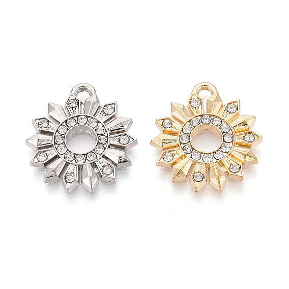 Подвески из сплава и страза, цветок, без свинца и без кадмия