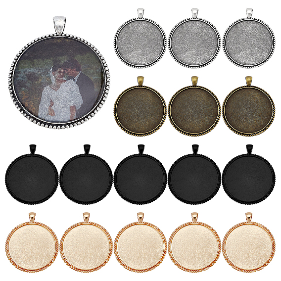 20 шт 4 цвета сплава подвеска кабошон настройки, плоско-круглые