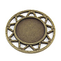 Tibetan Style Alloy Flat Round Cabochon Settings, Cadmium Free & Lead Free, Tray: 20mm, 34x2mm, about 180pcs/1000g