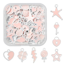 80Pcs 8 Style Spray Painted Alloy Enamel Pendants, Mixed Shapes