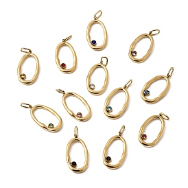 12 шт. 304 подвески из нержавеющей стали с микропаве из кубического циркония, двенадцать драгоценных камней, являющихся оберегами зодиакального круга., овальные амулеты