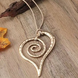 День святого Валентина сердечко сплав кулон вощеный шнур длинные ожерелья для женщин