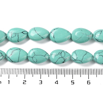Synthetic Turquoise Beads Strands, Flat Teardrop