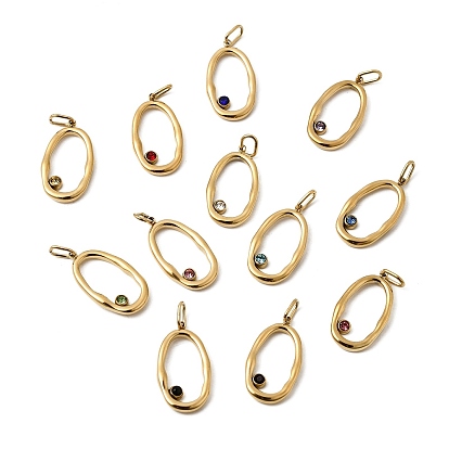 12 шт. 304 подвески из нержавеющей стали с микропаве из кубического циркония, двенадцать драгоценных камней, являющихся оберегами зодиакального круга., овальные амулеты