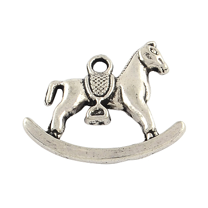 Tibetan Style Rocking Horse Alloy Pendants, Cadmium Free & Lead Free, 21x22x2.5mm, Hole: 2mm, about 606pcs/1000g