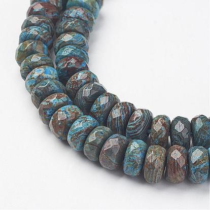 Natural Chrysocolla Bead Strands, Dyed & Heated, Faceted, Rondelle