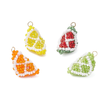 Подвески в виде фруктов из стеклянных бусин, с 304 кольцами из нержавеющей стали, реальный 18 k позолоченный