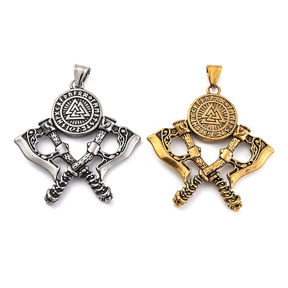 Викинг 304 большие подвески из нержавеющей стали, двойной топор с подвеской из валкнута