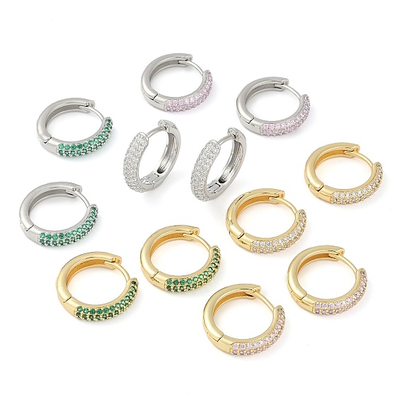 Кольцо с покрытием стойки, серьги-кольца из латуни с микропаве и кубическим цирконием, долговечный, без свинца и без кадмия