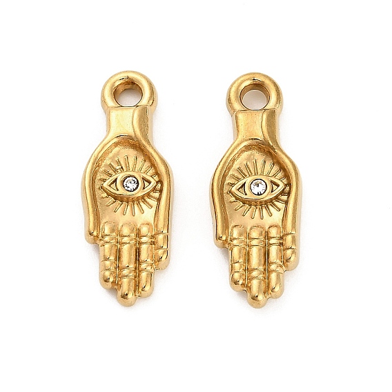 304 кулон из нержавеющей стали с кристаллами и стразами, ионное покрытие (ip), оберег на руку хамса