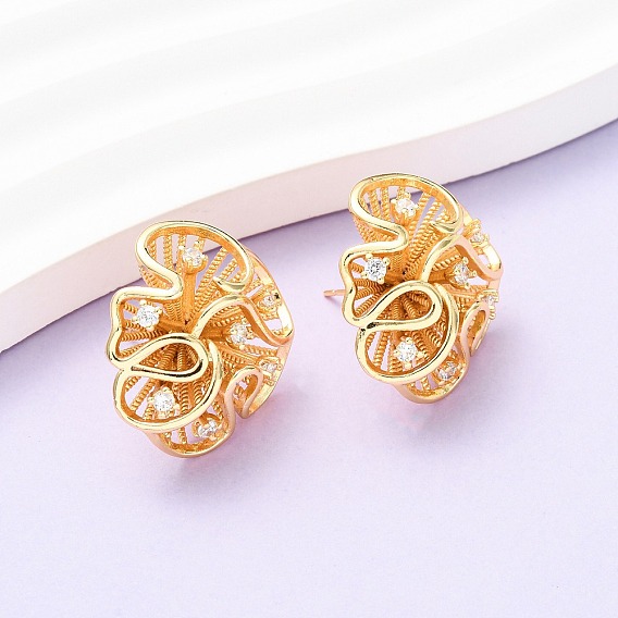 Серьги-гвоздики из латуни с микро-паве и прозрачным фианитом