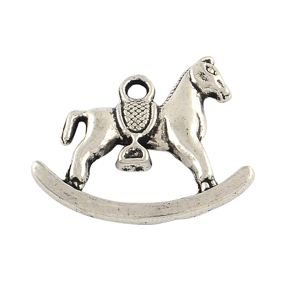 Тибетский стиль Rocking Horse сплава подвески, без кадмия и без свинца, 21x22x2.5 мм, Отверстие : 2 мм , около 606 шт / 1000 г